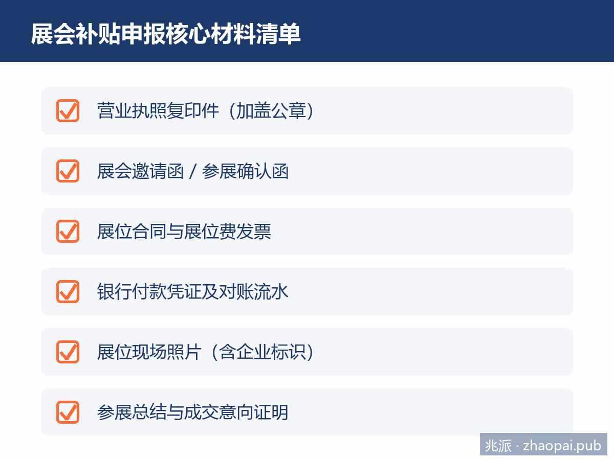 展会补贴申报核心材料清单