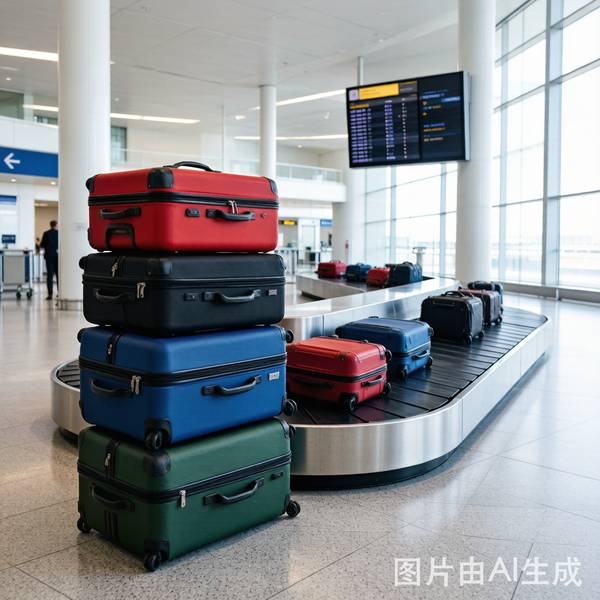 机场行李提取转盘上的托运行李