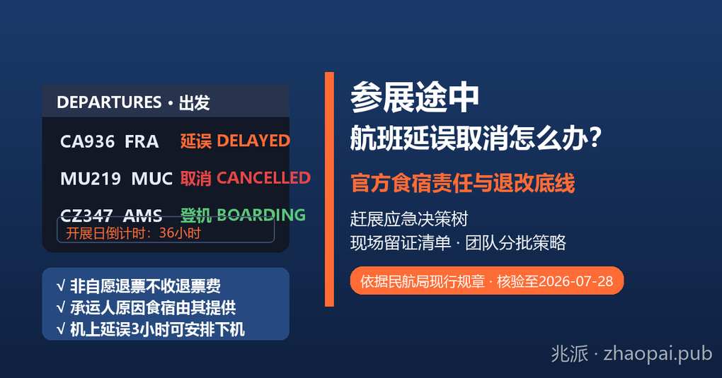 参展途中航班延误或取消怎么办？官方食宿责任、退改底线与赶展应急决策树
