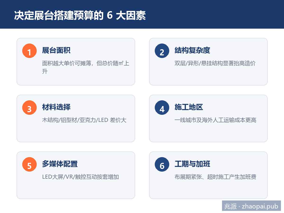 决定展台搭建预算的六大因素卡片图