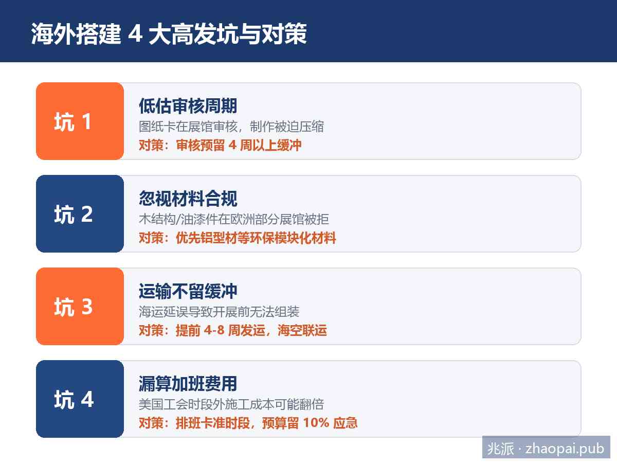 海外展台搭建关键提醒：材料选择、展馆审核与布展排期