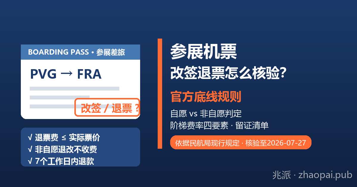 企业参展机票改签退票怎么核验？自愿与非自愿判定、官方底线规则与订票留证清单