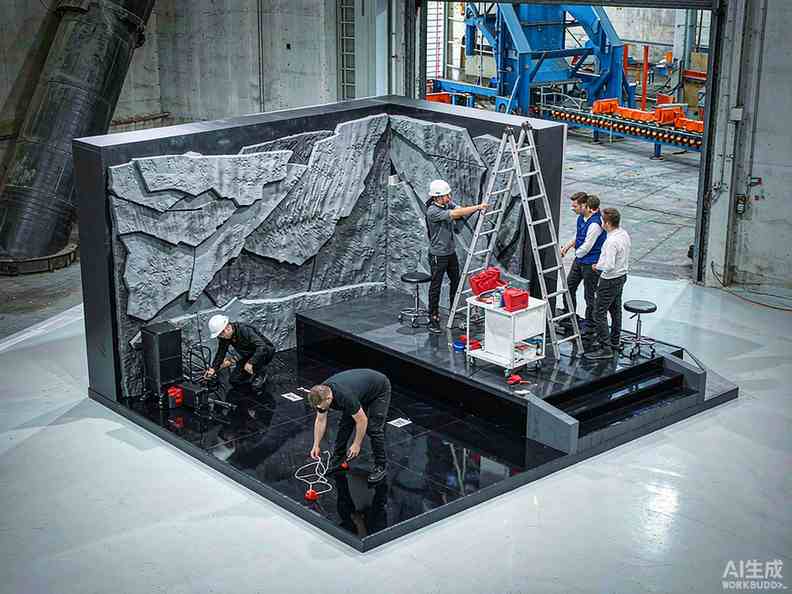 展台搭建工人施工